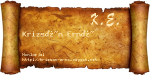 Krizsán Ernő névjegykártya